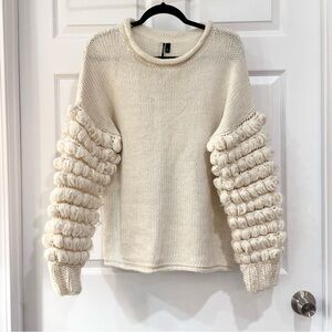 Topshop Cream Textured Sleeve Sweater